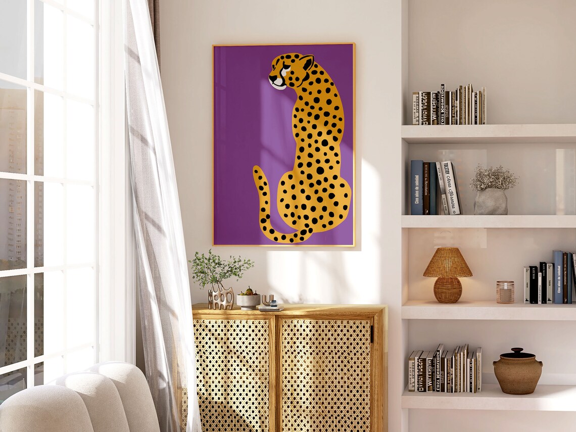 Cheetah Print Purple Leopard Boho Art Print - Image 2
