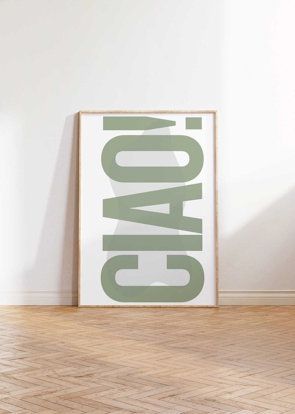 Ciao Sage Green Big Letter Italian Slogan Print Minimal Wall Poster - Image 3