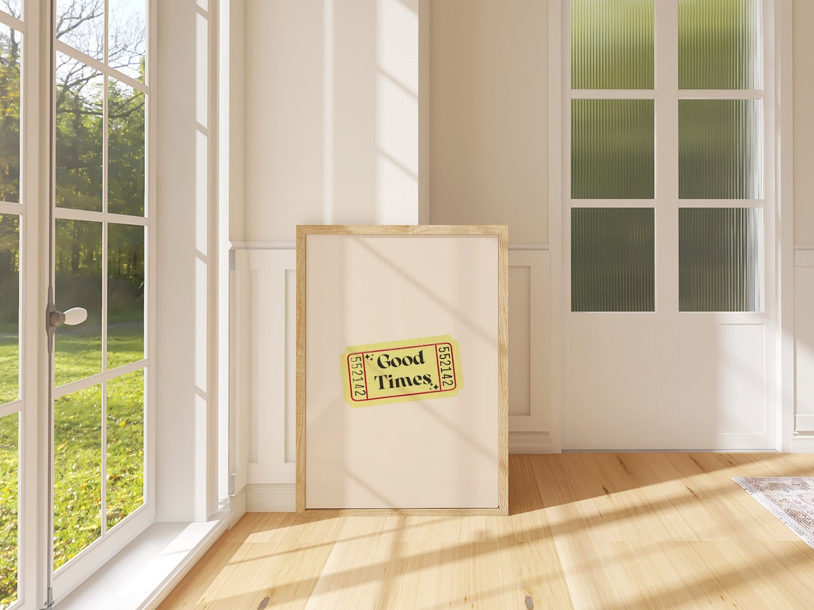 Good Times Yellow Ticket Stub Retro Trendy Minimal Dorm Wall Poster - Image 3