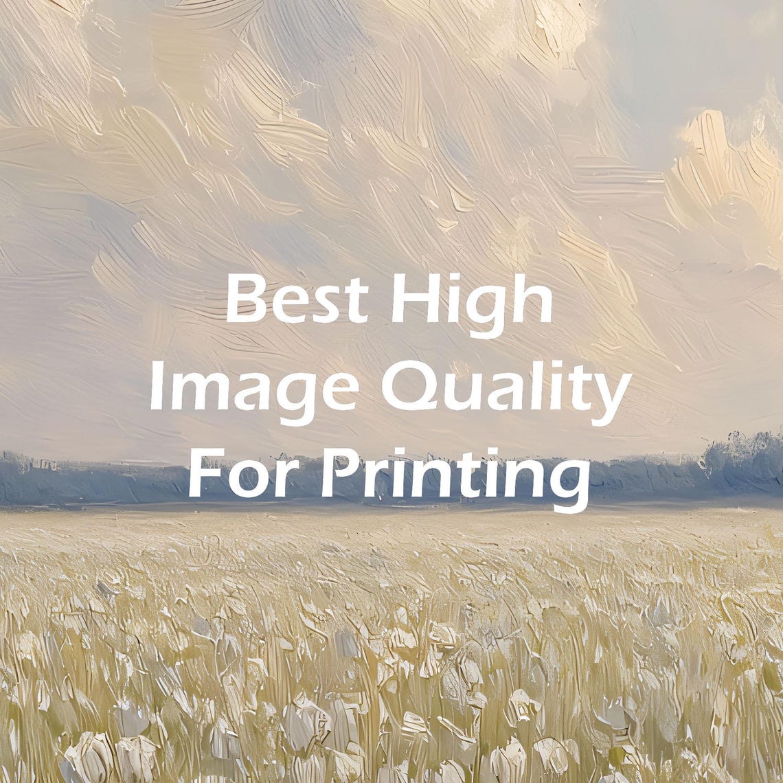 Vast White Tulip Field Dramatic Sky Impressionist Oil Poster - Image 3