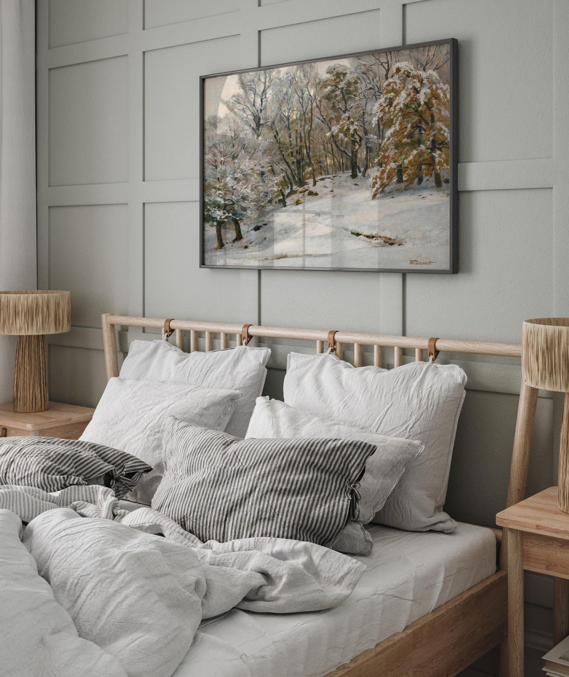 Snowy Birch Forest Winter Oil Painting Vintage Landscape Poster - Image 6