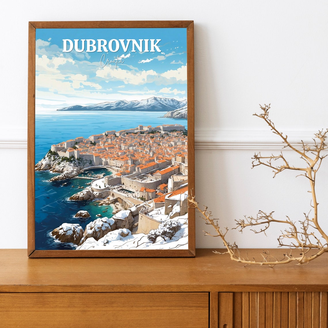 Dubrovnik Croatia Old Town Winter Coast Adriatic Sea Travel Poster - Image 3