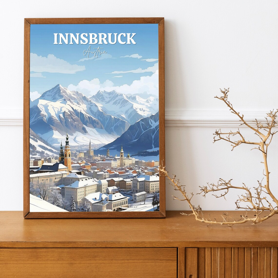 Winter In Innsbruck Art Print, Winter Travel Poster - Image 3