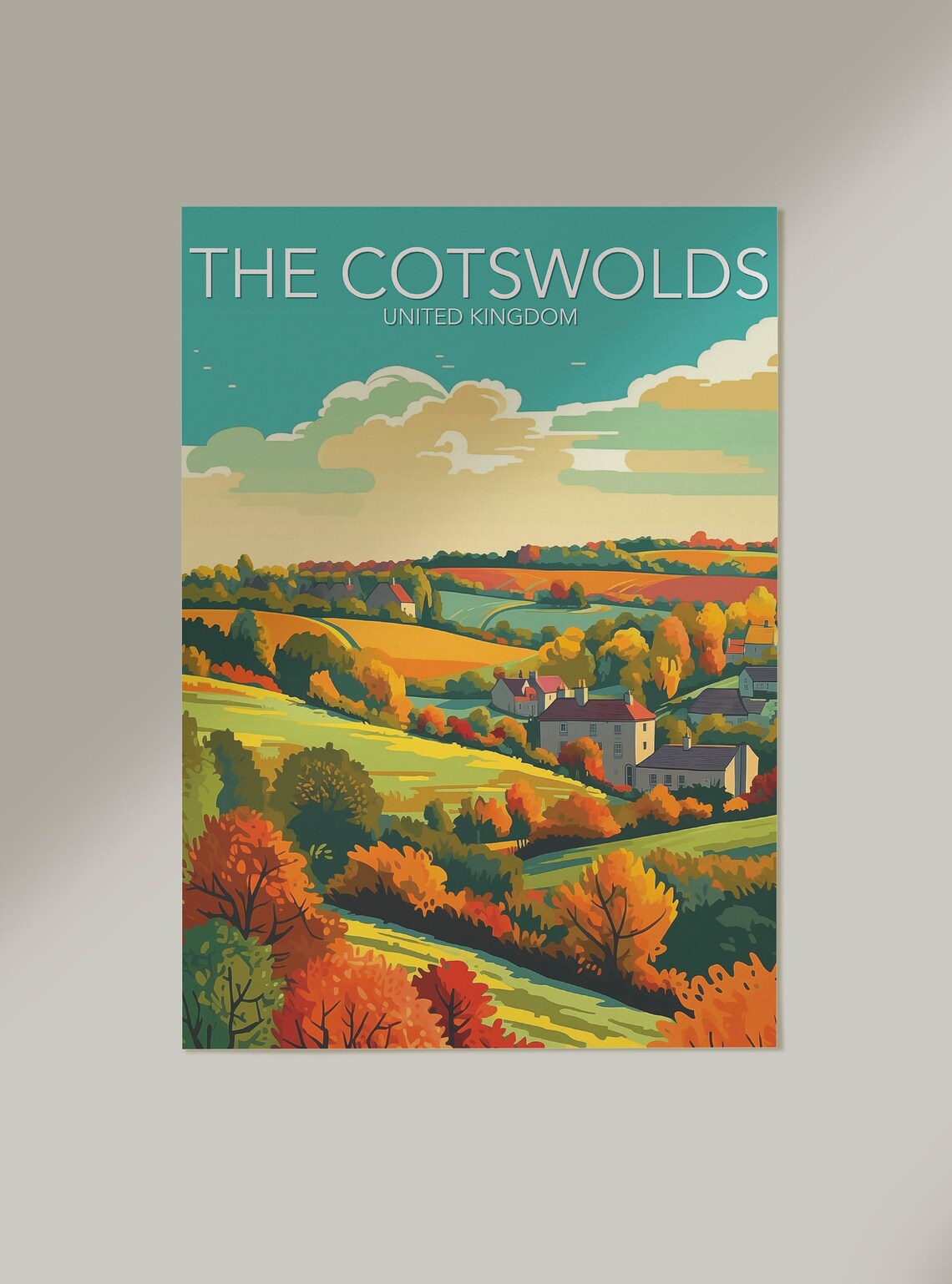 The Cotswolds United Kingdom Autumn Hills Vintage Travel Art Poster - Image 2