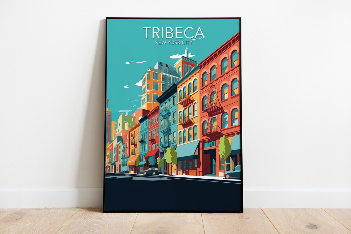 Tribeca New York City Colorful Street Facades Modern Travel Poster - Image 2