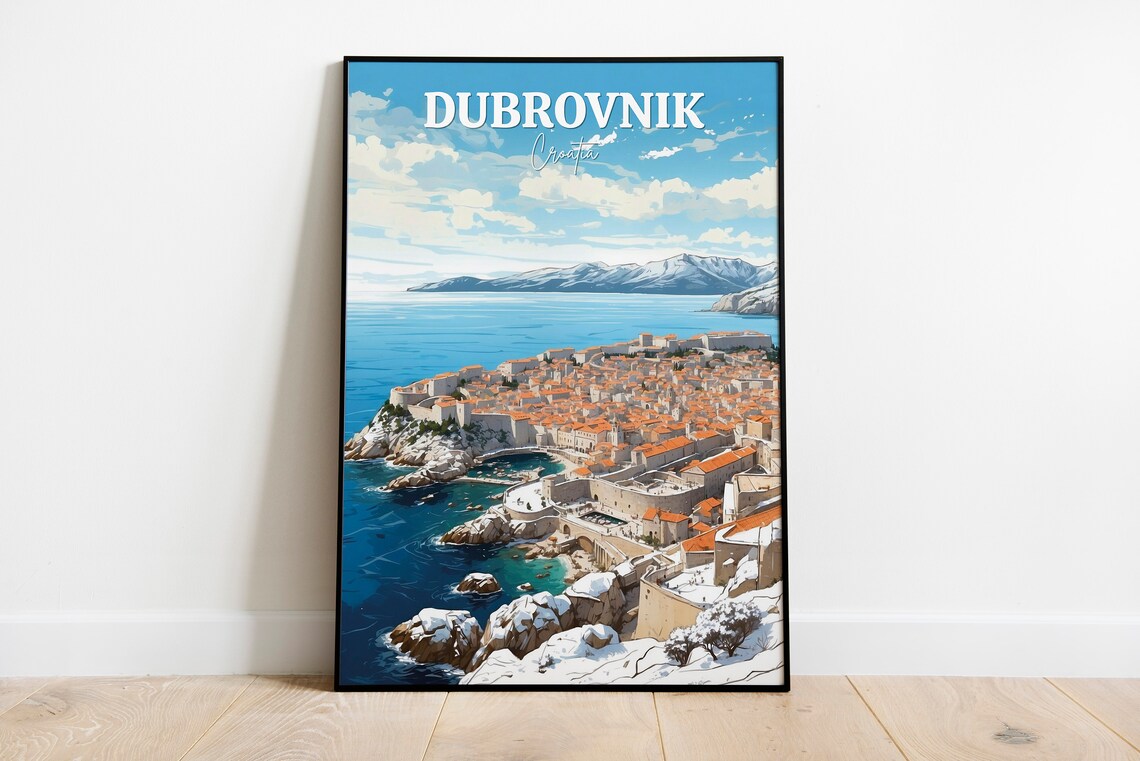 Dubrovnik Croatia Old Town Winter Coast Adriatic Sea Travel Poster
