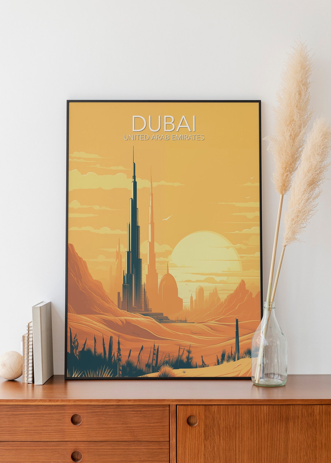 Dubai United Arab Emirates Golden Desert Sunset Skyline Poster - Image 3