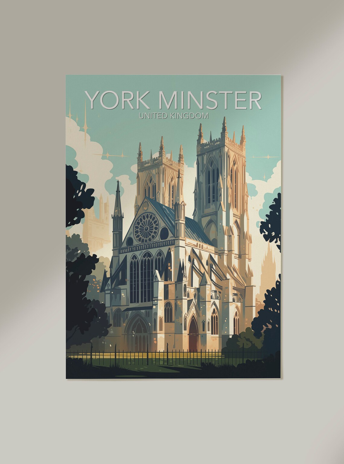 York Minster United Kingdom Gothic Cathedral Vintage Travel Poster - Image 2