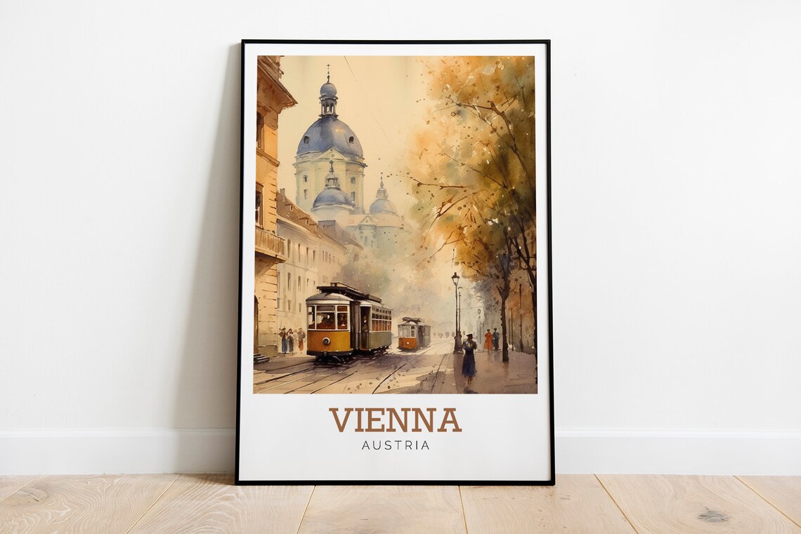 Vienna Watercolour Travel Poster, Modern Art Print