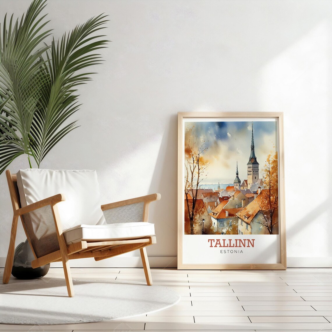 Tallinn Estonia Old Town Rooftops Watercolor Medieval City Poster - Image 2