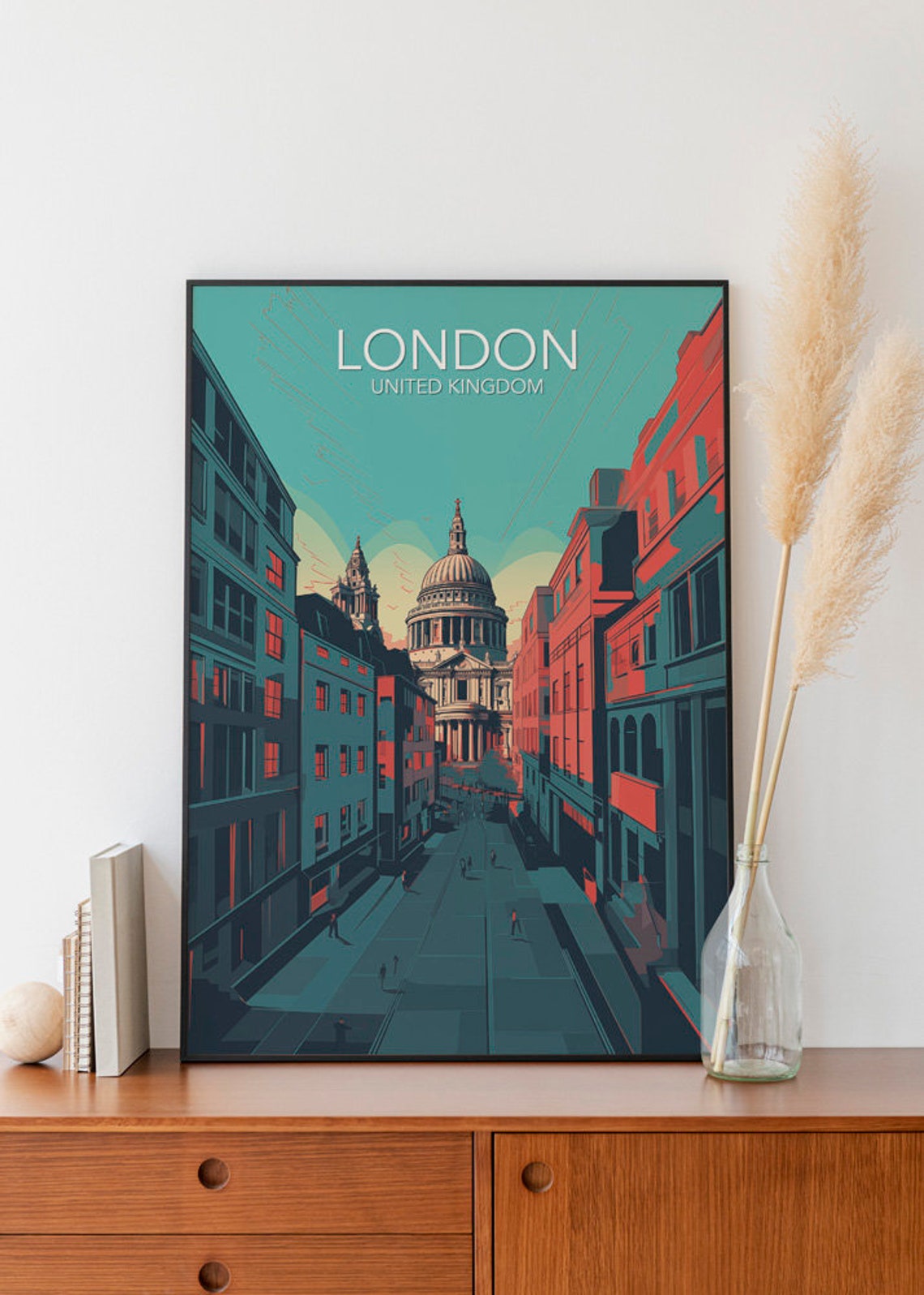 London St Pauls Cathedral City Street United Kingdom Travel Poster - Image 2