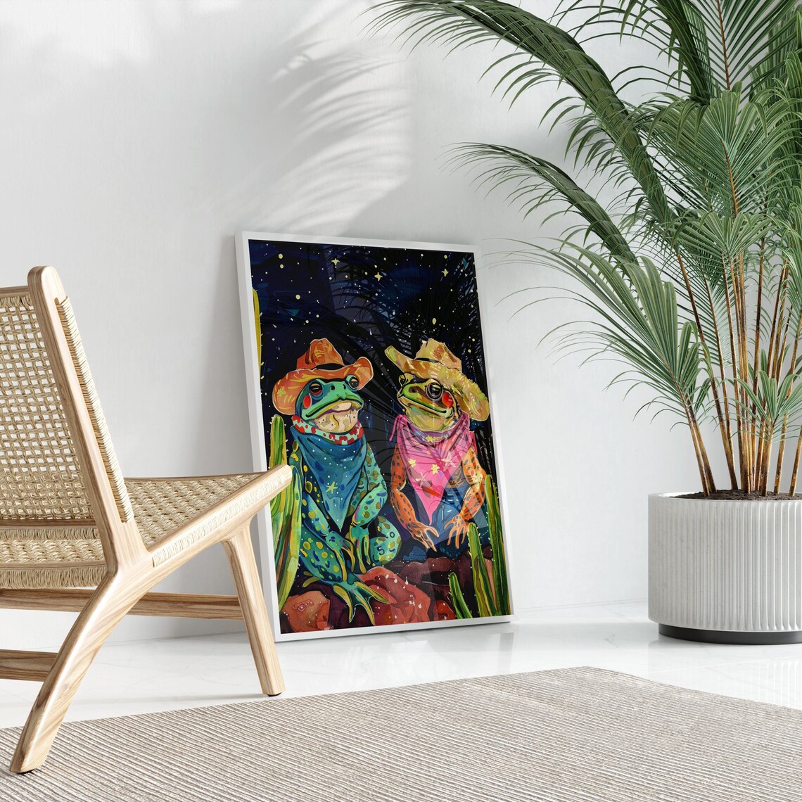 Cowboy Frog Oil Painting Art Print, Whimsical Toad - Image 3