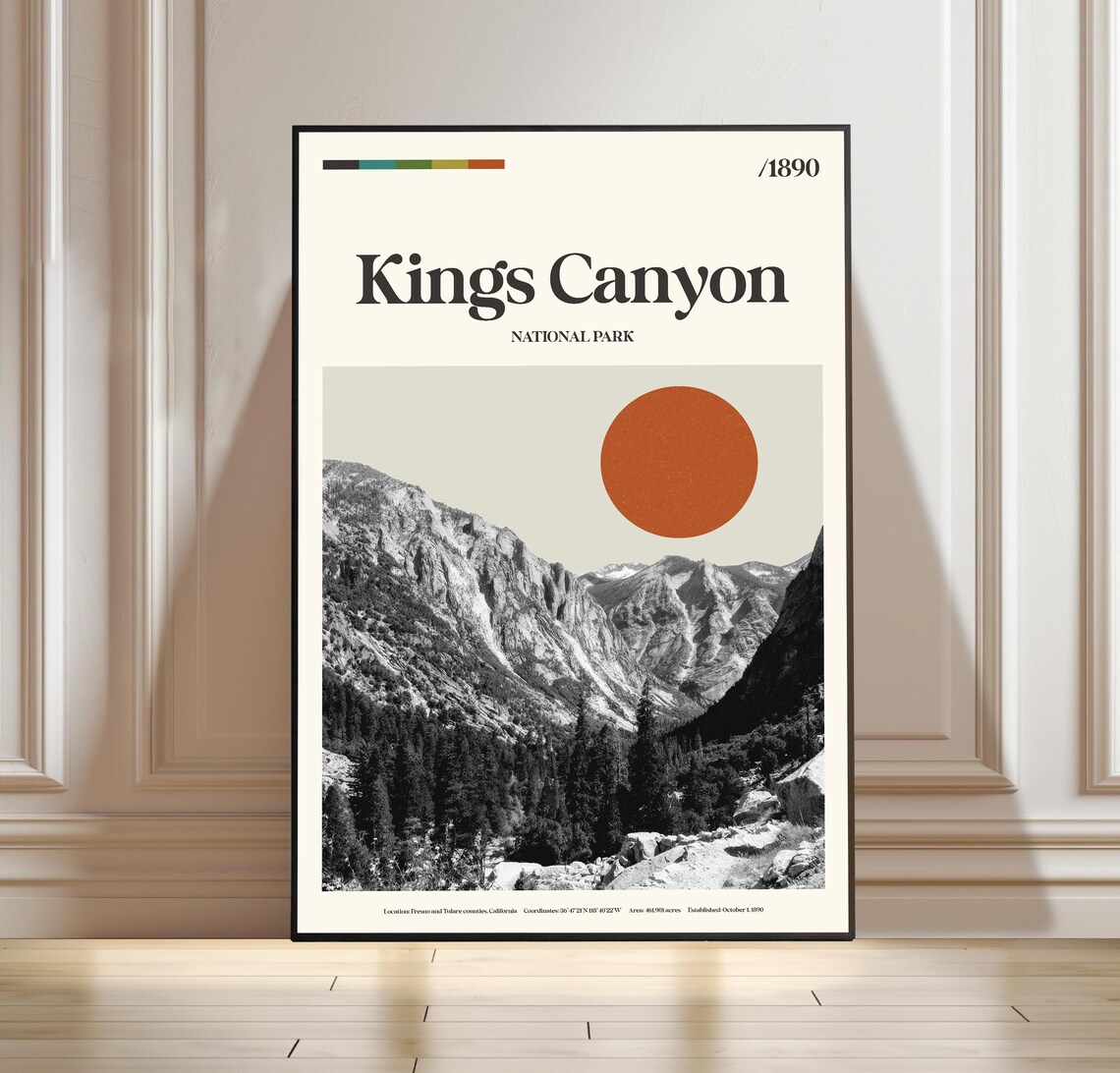 Kings Canyon National Park 1890 Retro Minimalist Travel Poster