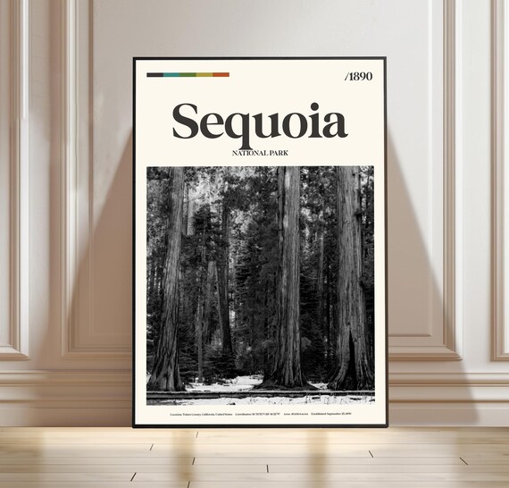 Sequoia National Park 1890 Retro Minimalist Travel Art Poster