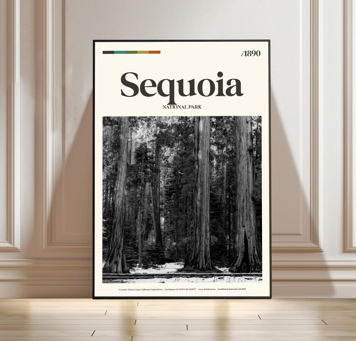 Sequoia National Park 1890 Retro Minimalist Travel Art Poster