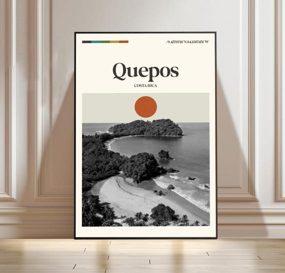 Quepos Poster Costa Rica Travel Print Landscape Nature Adventure Gift Mountain Art