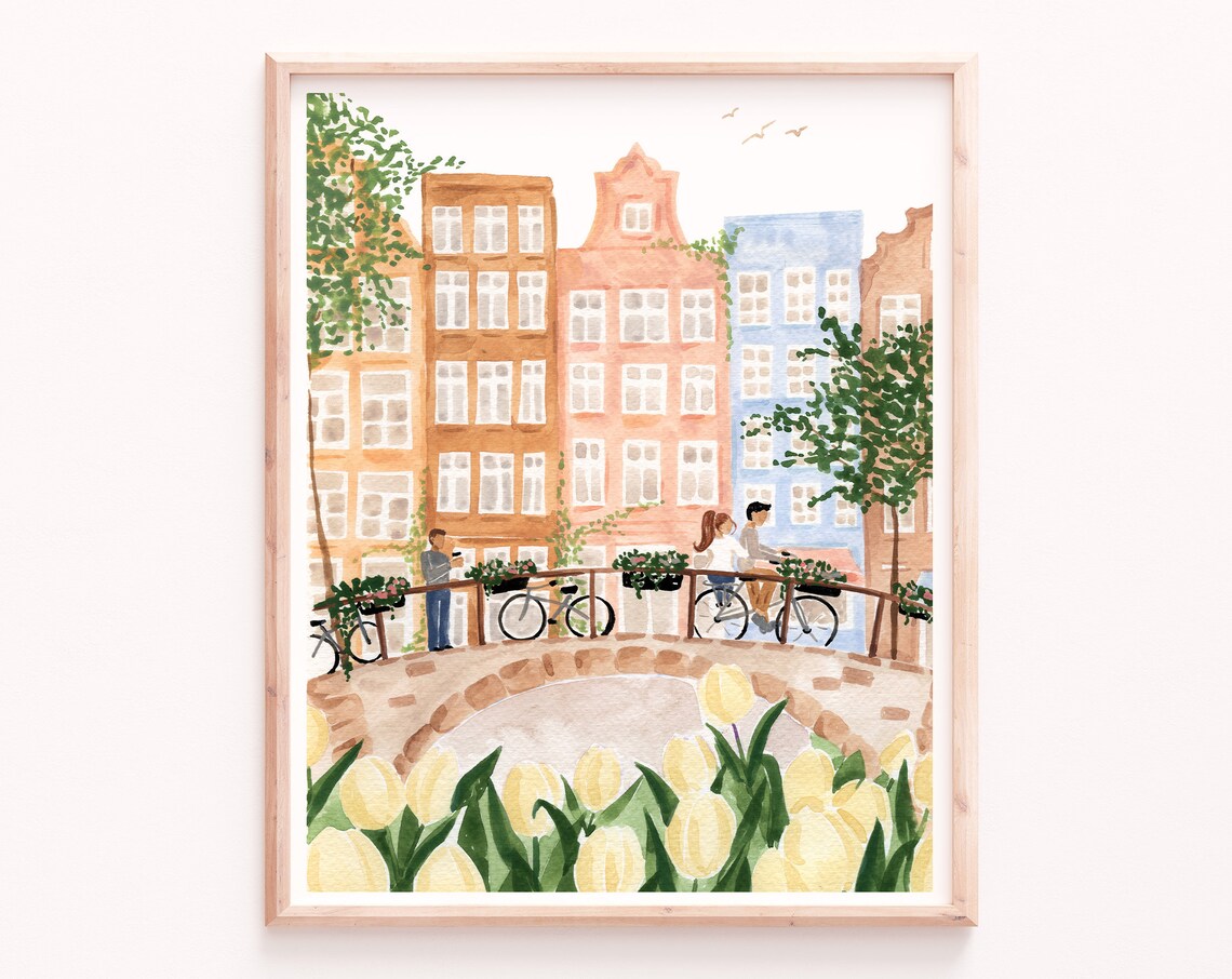 Amsterdam Travel Poster, Modern City Decor