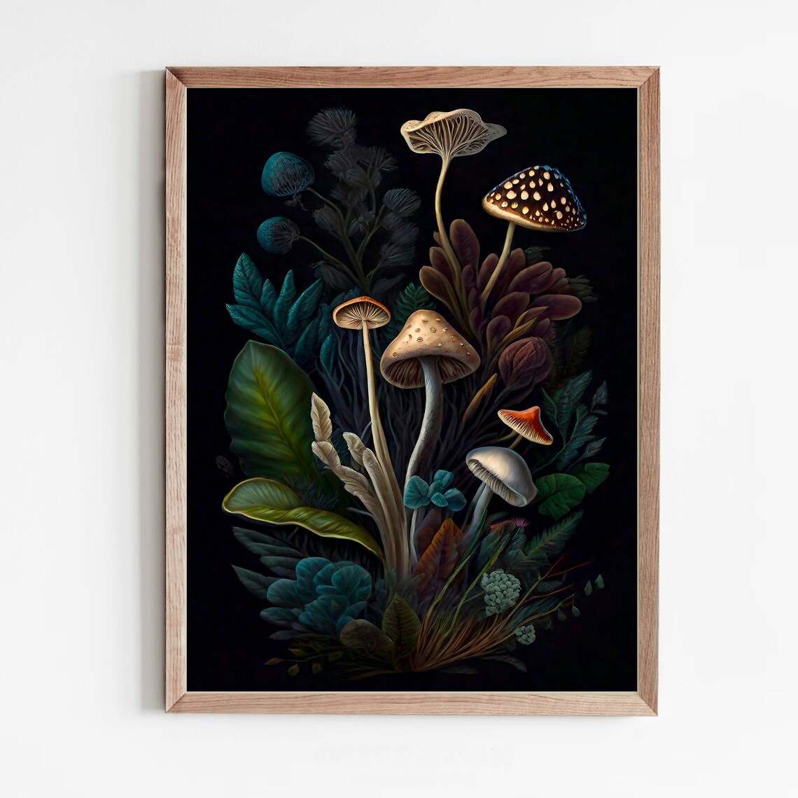 Woodland Mushroom Collection Moody Dark Botanical Art Poster - Image 5