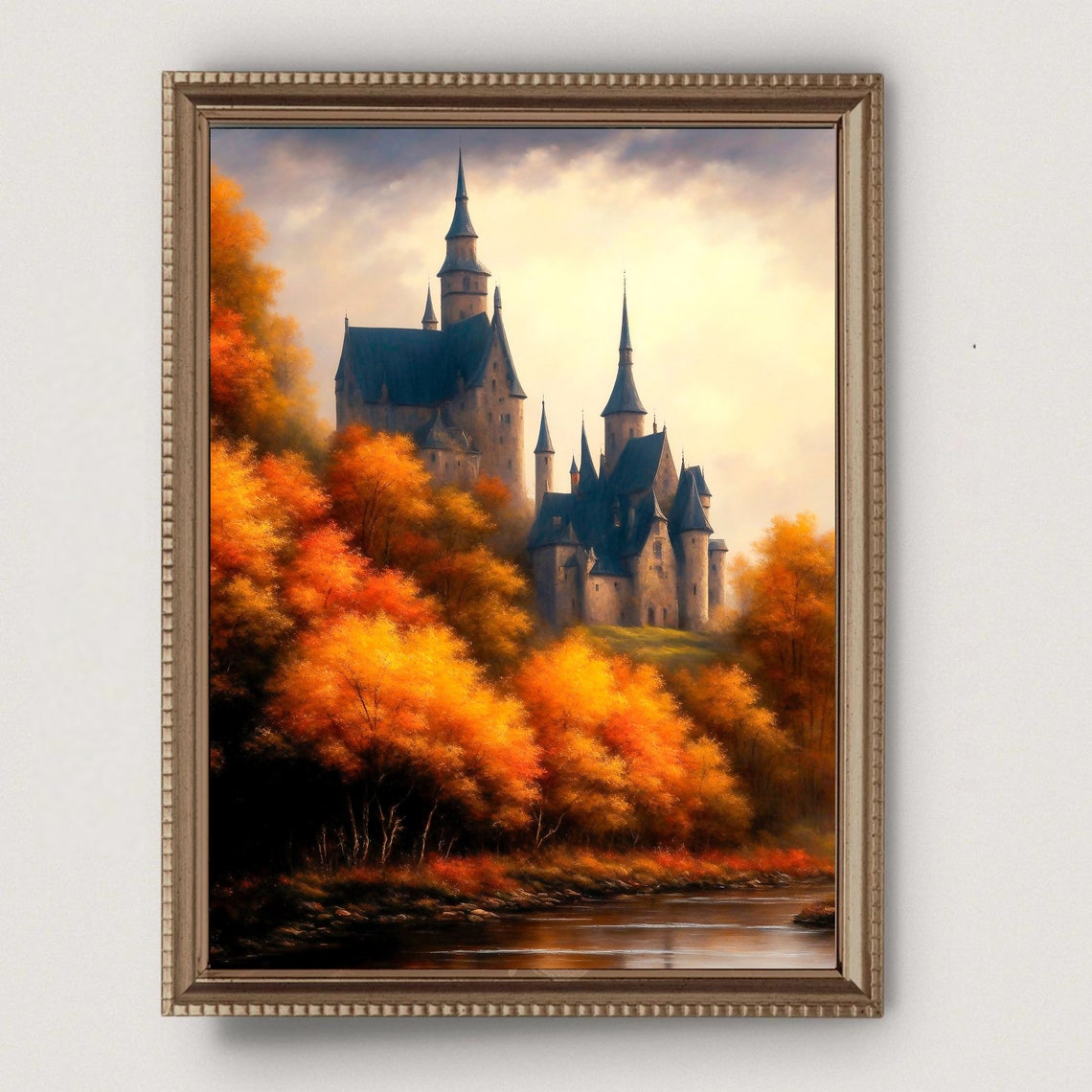 Fairytale Castle Above Autumn Forest River Golden Fall Poster - Image 5