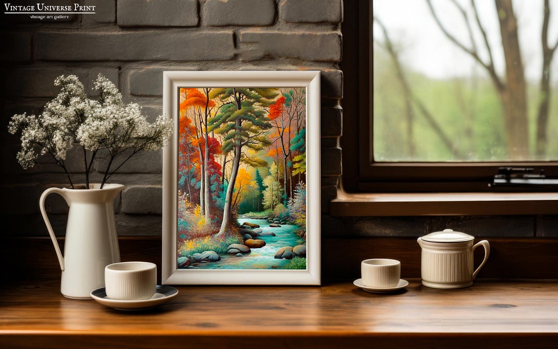 Autumn River Landscape With Colorful Trees And Turquoise Stream Poster - Image 4