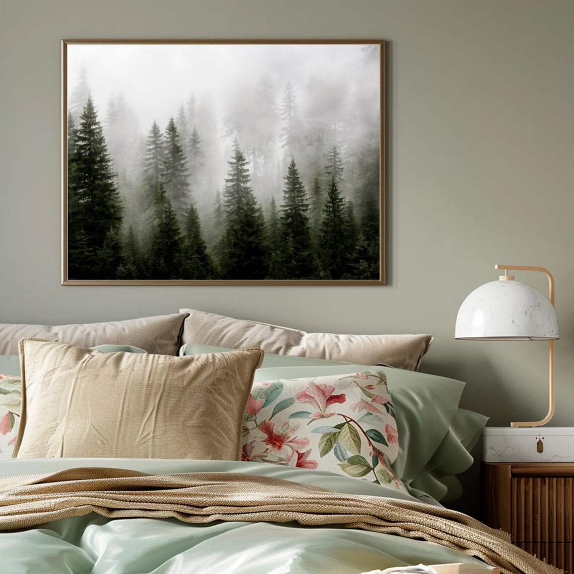 Foggy Evergreen Forest in Morning Mist Moody Woodland Poster - Image 2