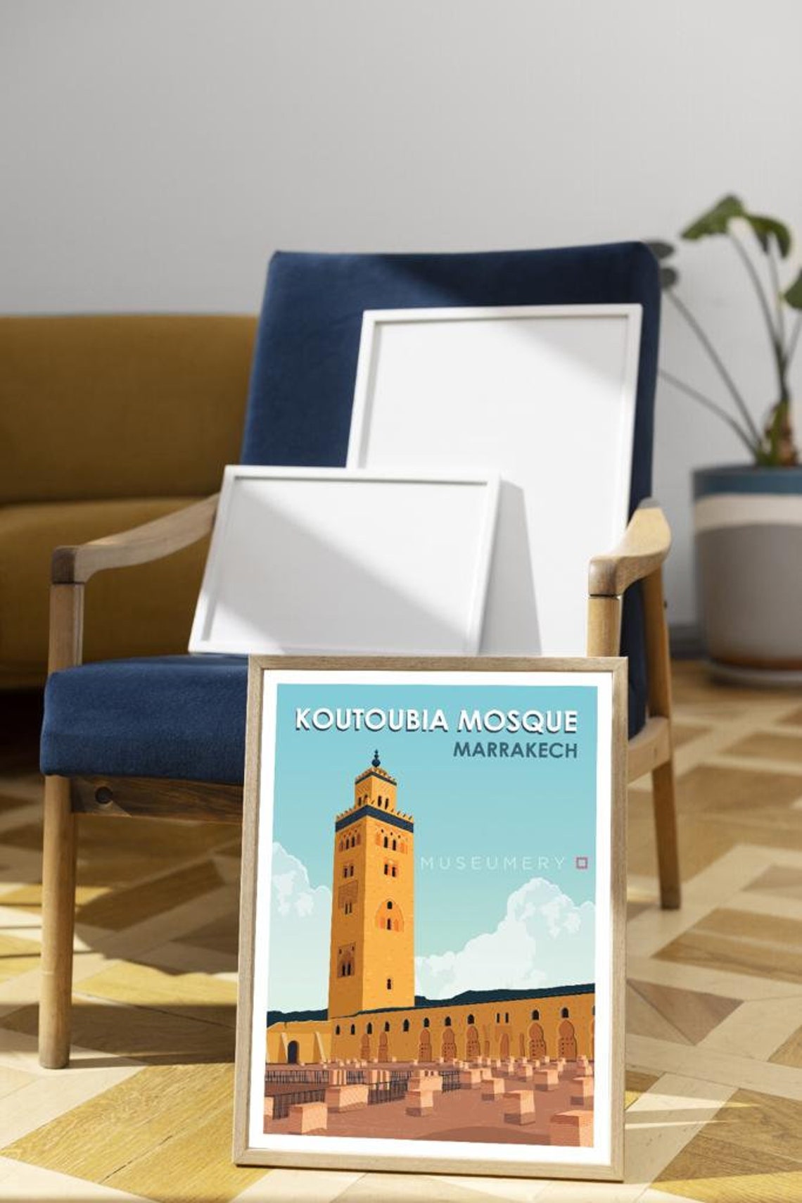Koutoubia Mosque Marrakech Morocco Vintage Travel Poster Minaret - Image 2