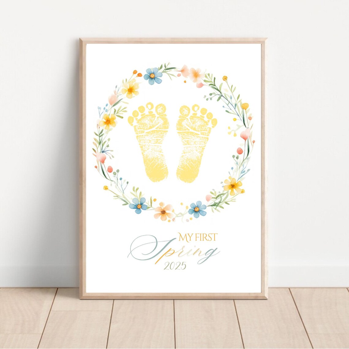 Spring Footprint Handprint Keepsake Art Print - Image 2