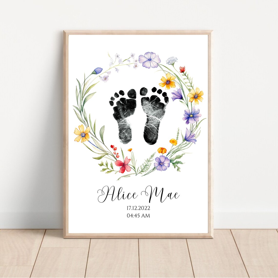 Custom Watercolor Wildflowers Nursery Footprint Kit
