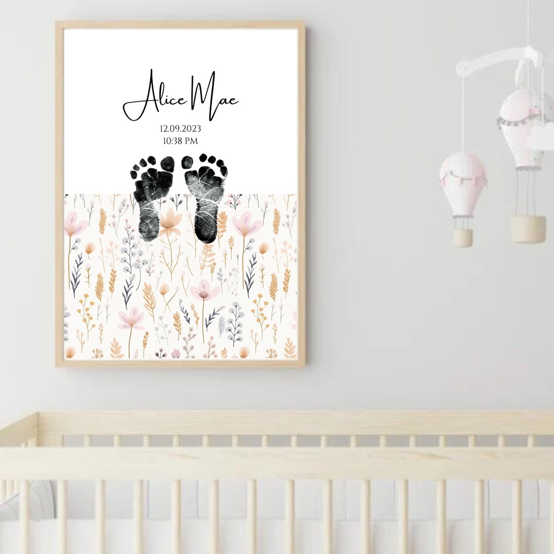 Personalized Minimalist Pastel Baby Footprint Art Print - Image 2