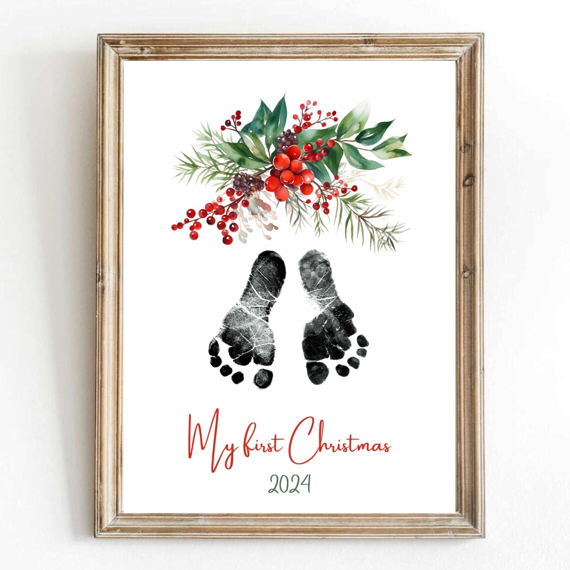 Mistletoes Footprint Christmas Keepsake Art Print