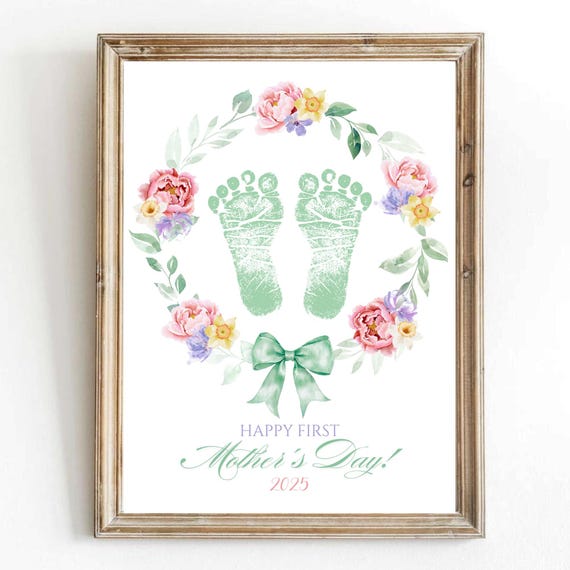 First Mothers Day Footprint Gift Activity Art Baby Gift First Mothers Day Handprint Craft Craft Kids Art Footprint Kids Craft
