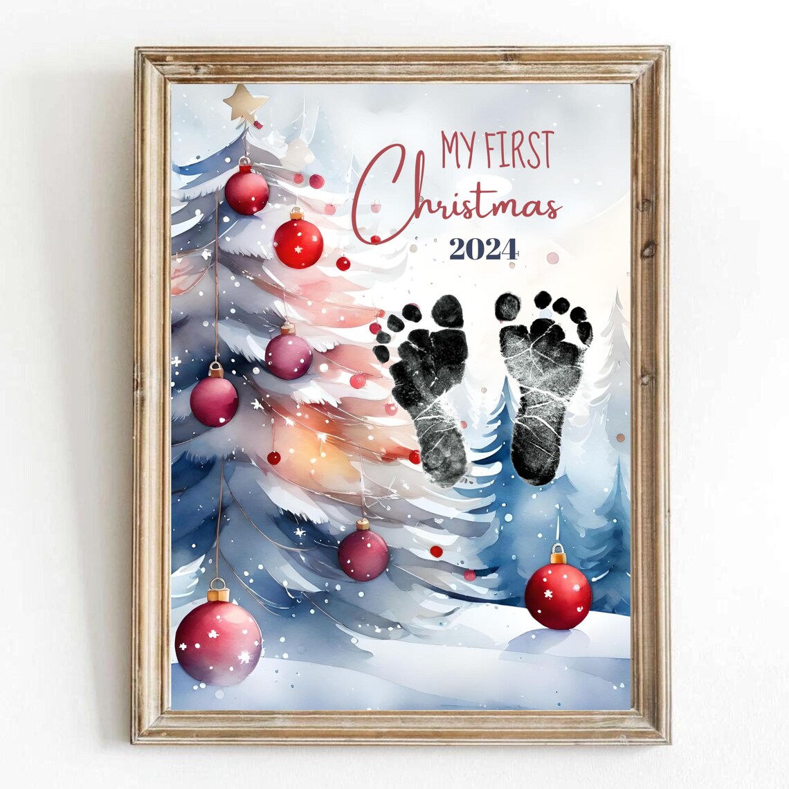 Baby's First Christmas Footprint Craft Art Print