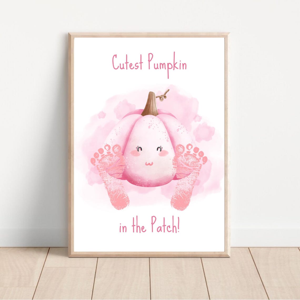 Baby Footprint Fall Cutest Pumpkin in the Patch Keepsake Poster - Image 2