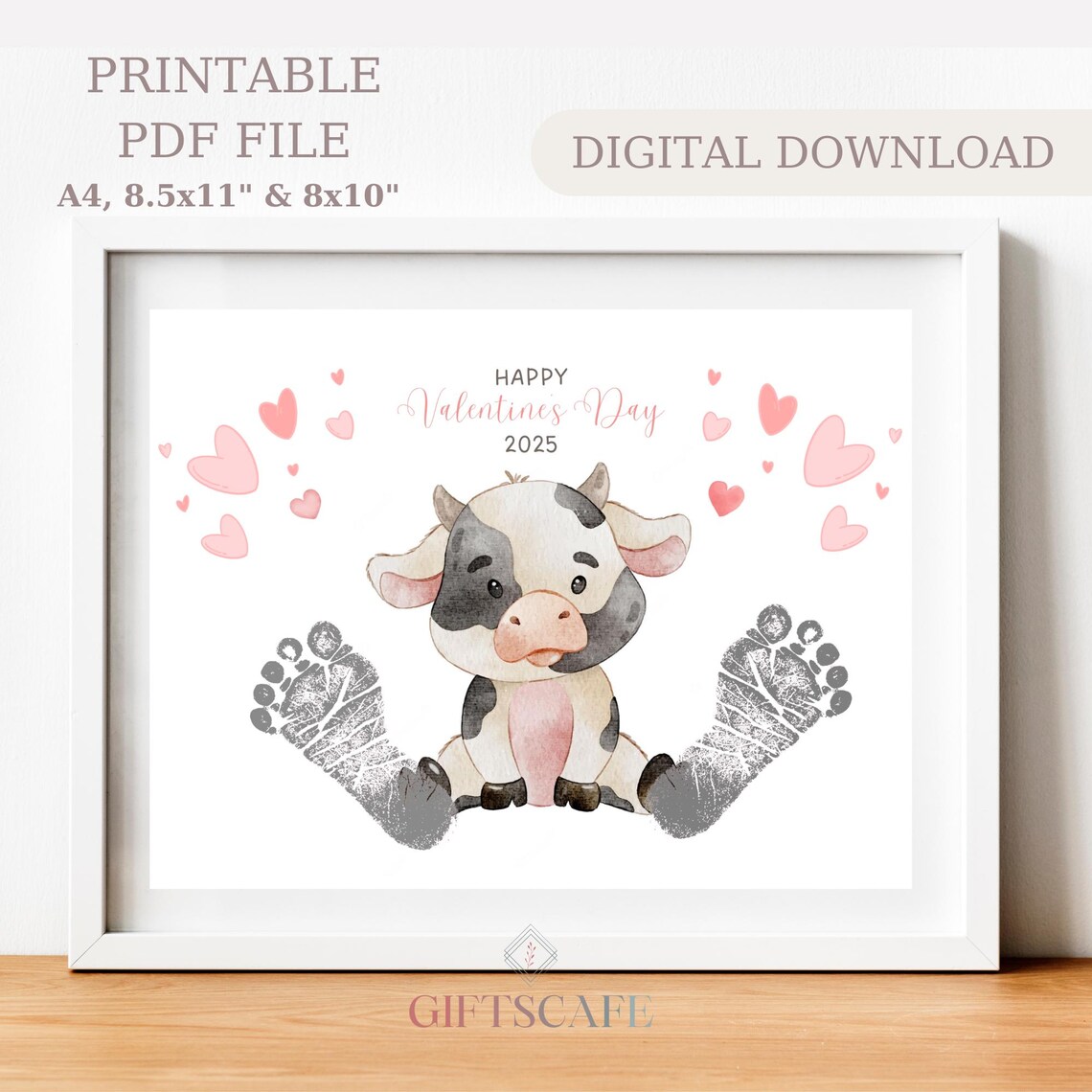 Happy First Valentine Handprint Heart Love Art Print - Image 2