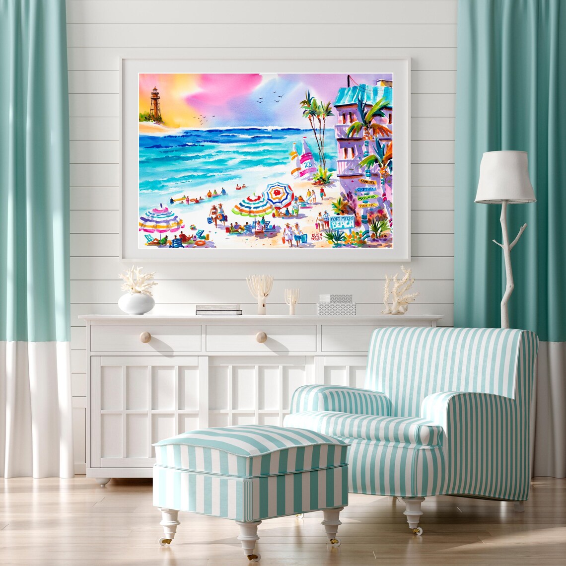 Fort Myers Beach Sanibel Florida Lighthouse Travel Poster