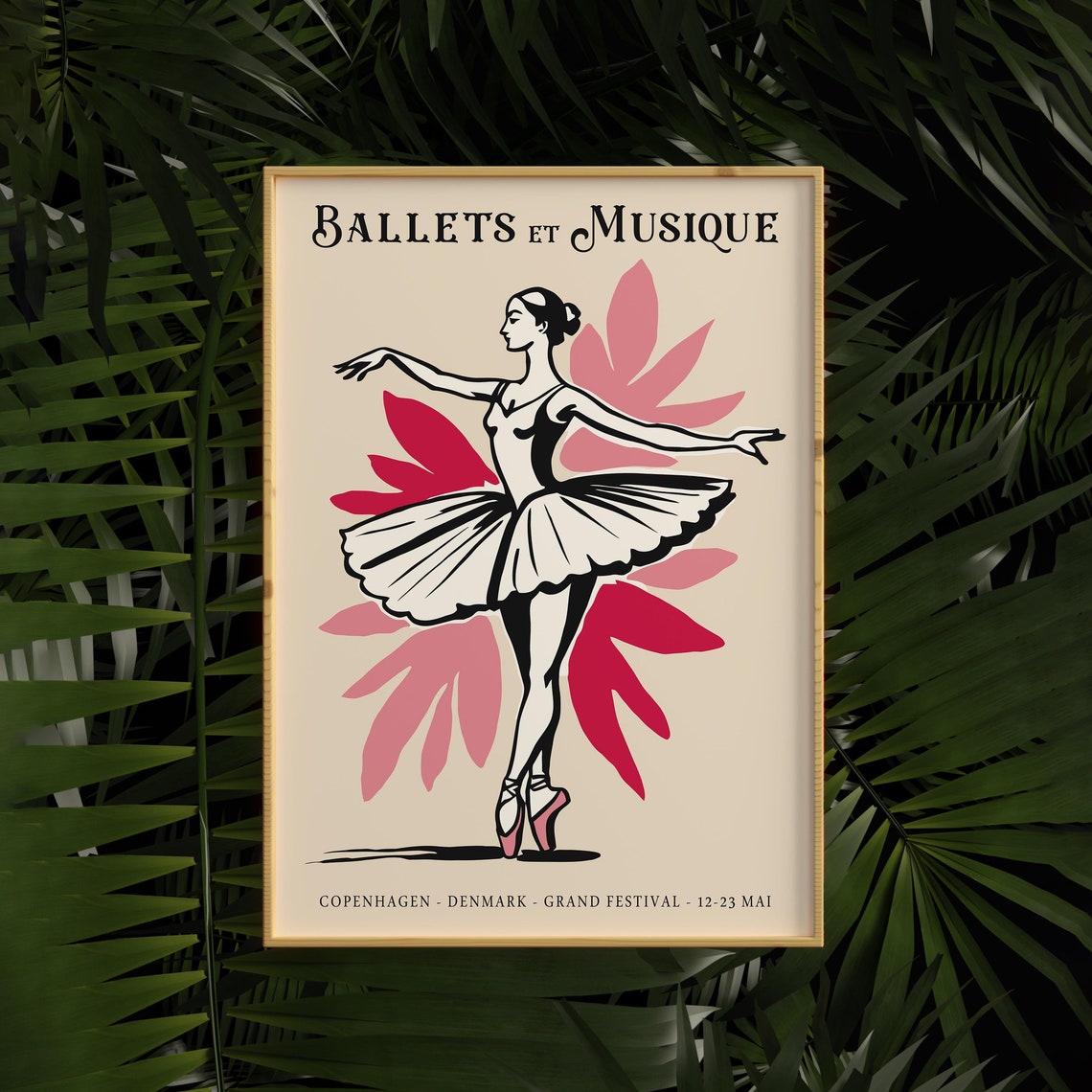 Trendy Copenhagen Ballet Poster Elegant Ballerina Art Print Ballets Et Musique Festival Wall Art Scandinavian Dance Decor Ballet Gifts