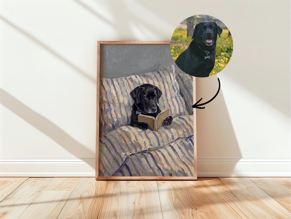 Custom Dog Reading In Bed Painting Personalized Pet Portrait From Photo - Image 6