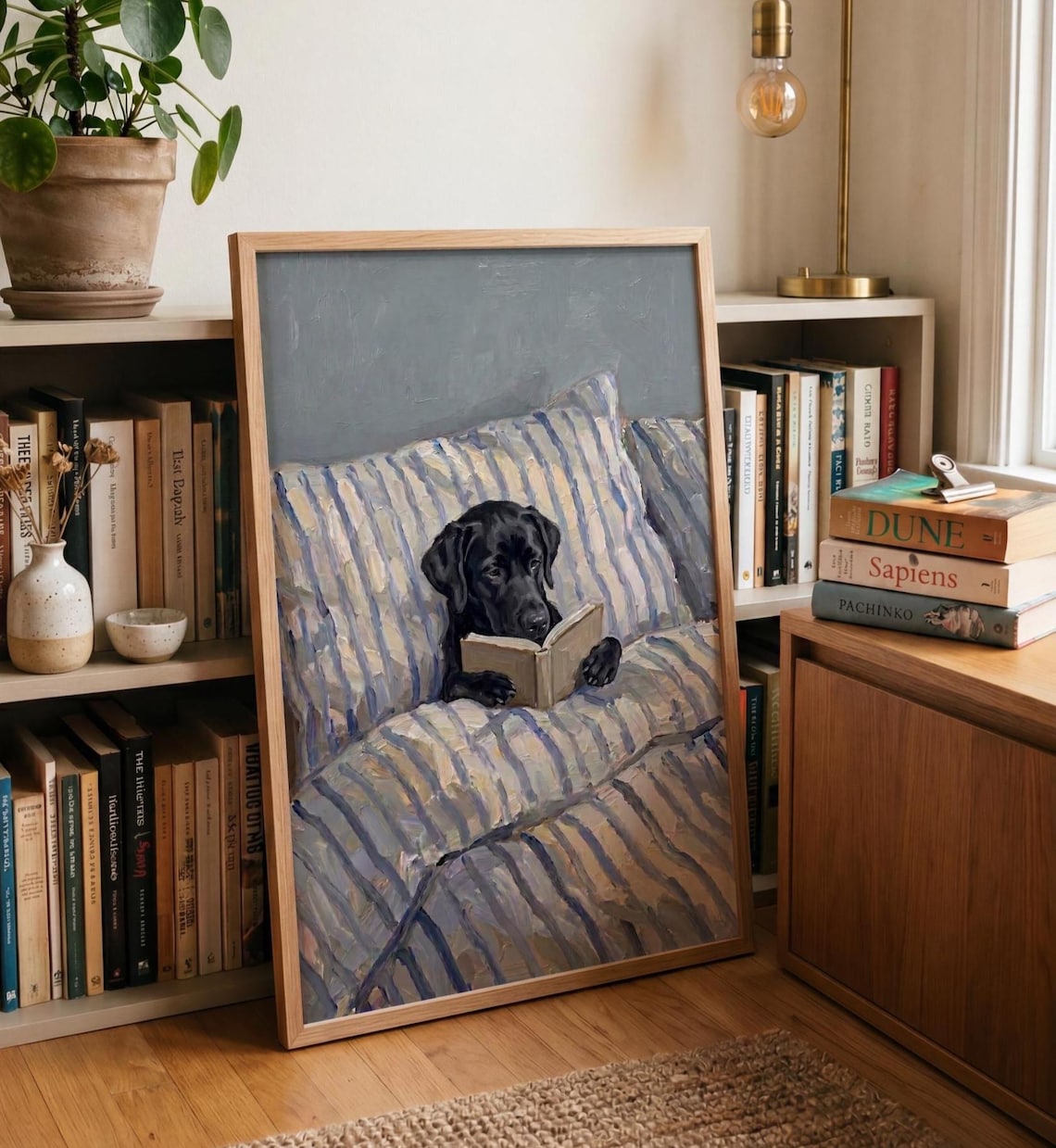 Custom Dog Reading In Bed Painting Personalized Pet Portrait From Photo - Image 5