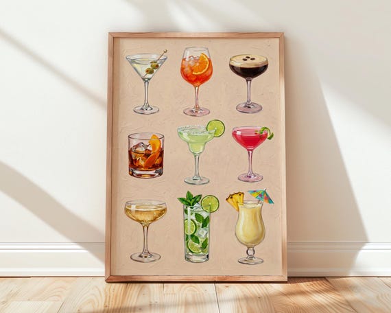 Nine Cocktail Wall Art Print