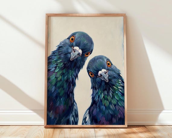 Pigeon Poster Funny Bird Wall Art Quirky Bathroom Or Living Room Print