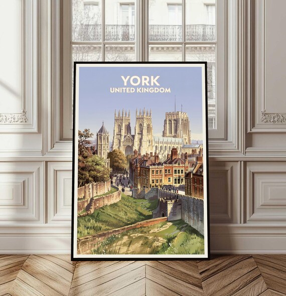 York Poster United Kingdom Travel England Print Wall Art Cityscape Uk Vacation Gift Home Decor