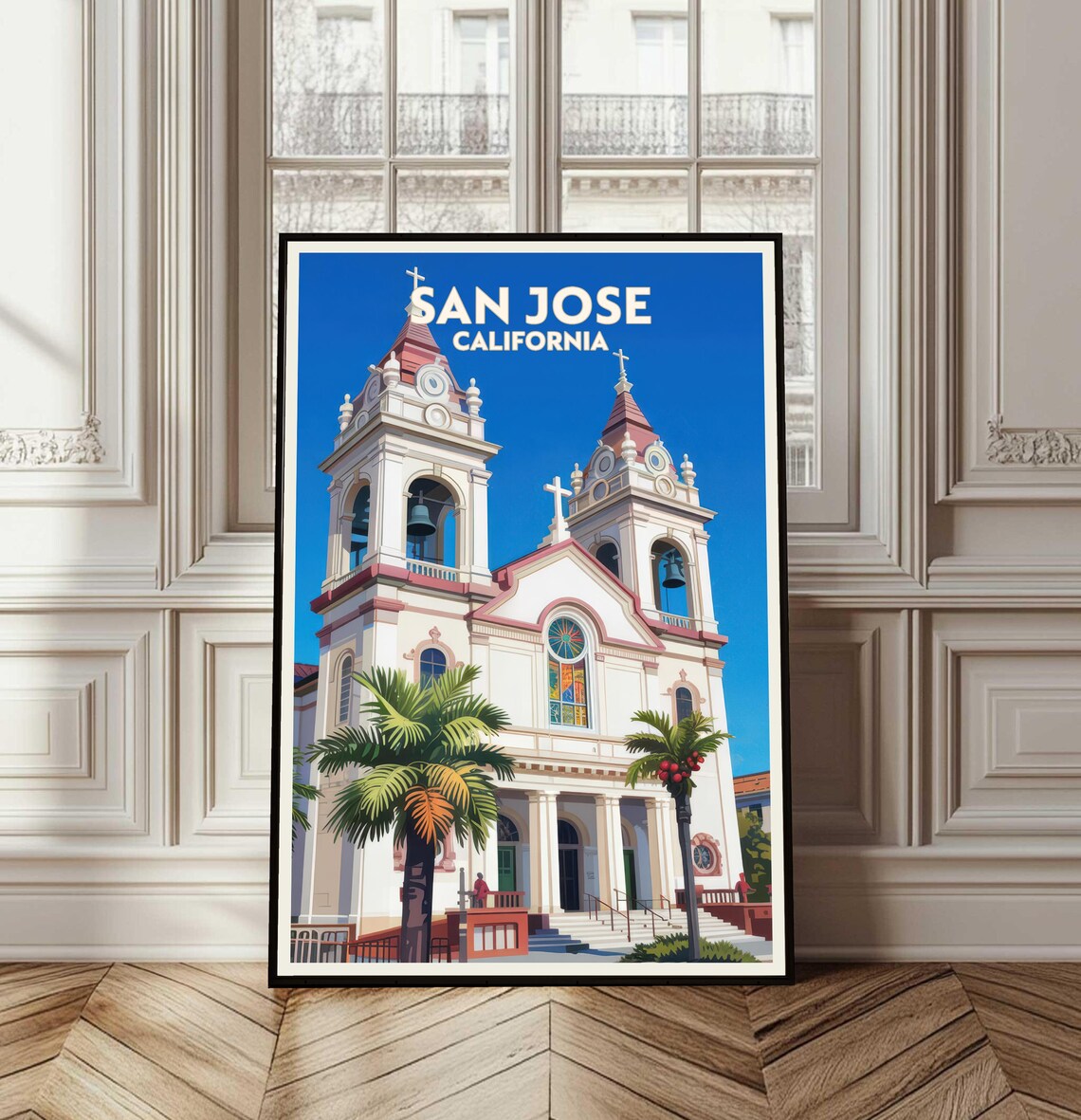 San Jose California Historic Mission Church Bell Towers Poster