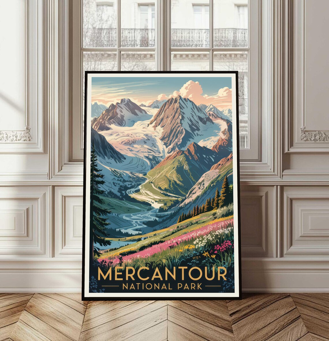 Mercantour National Park Vintage Glacier Flower Meadow Poster