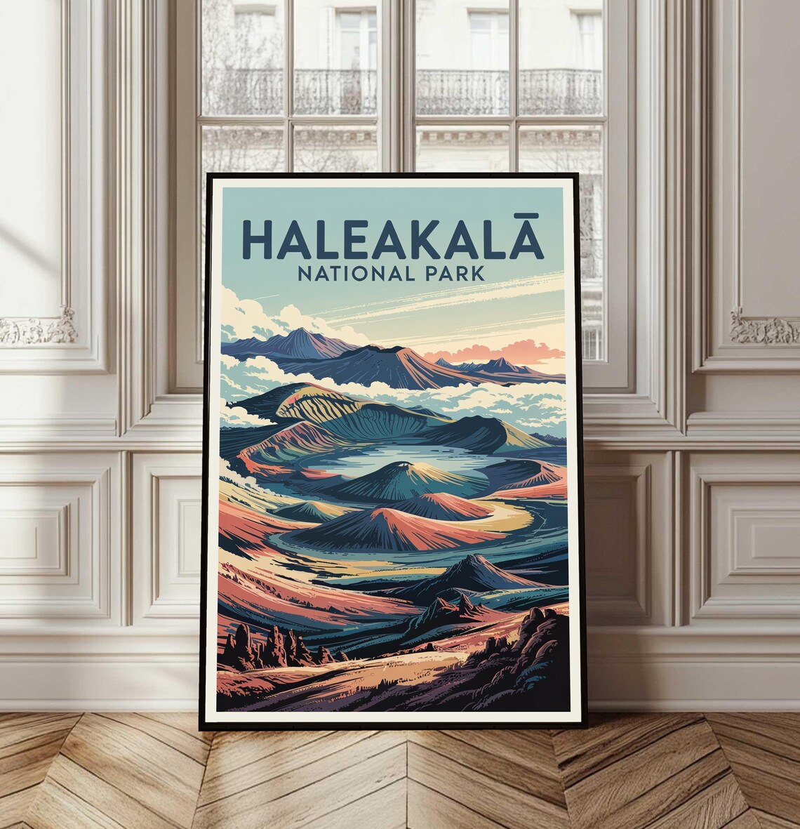 Haleakala National Park Vintage Travel Poster Volcano Crater View