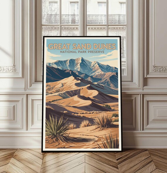 Great Sand Dunes Colorado Desert Peaks Vintage Travel Poster