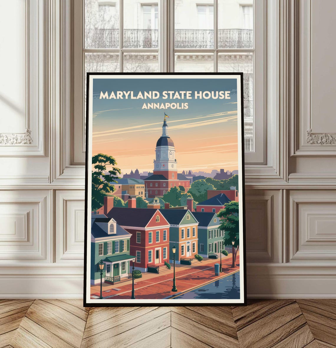 Maryland State House Annapolis Vintage Travel Poster Landmark