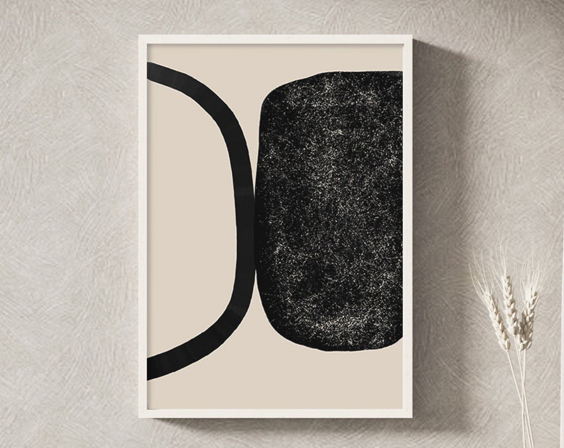 Bold Black Arch Shape Beige Minimal Modern Contrast Abstract Poster - Image 3