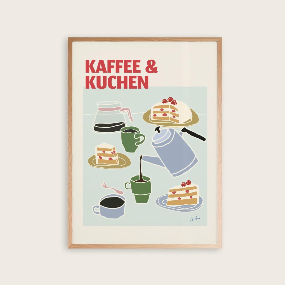 Coffee Poster And Cake Wall Art Cozy Home Cafe Colorful Illustration Dessert Decor Food For Kitchen