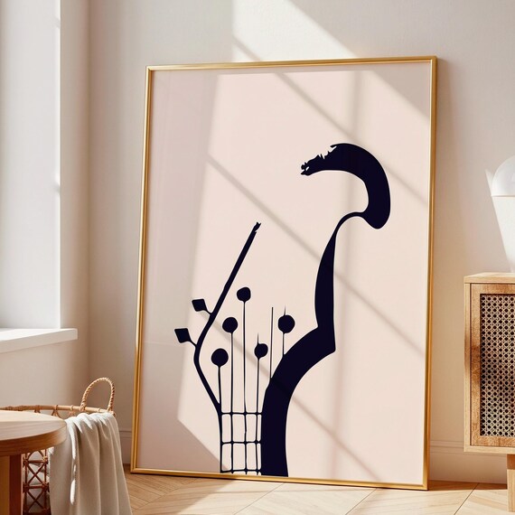 Minimalist Abstract Guitar Silhouette Bold Modern Music Gallery Print