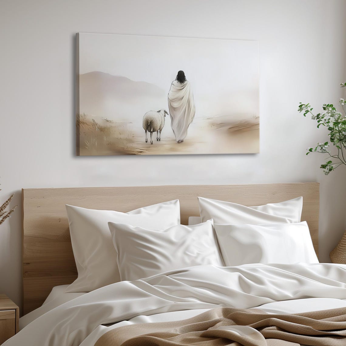 Shepherd And Sheep Walking Into Misty Mountain Valley Poster - Image 5